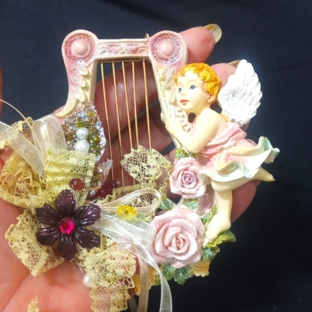 Cherub with Harp Vintage Ornament